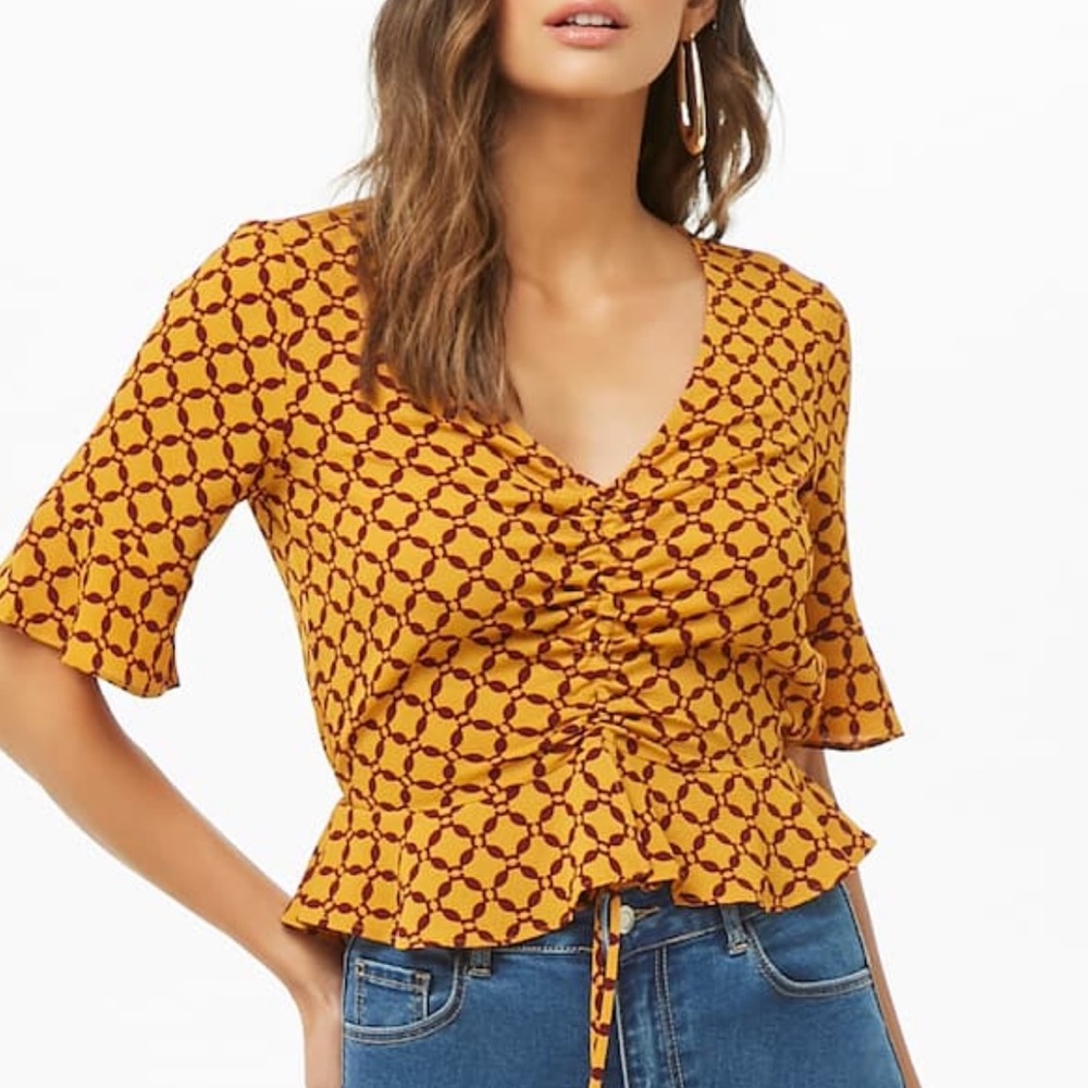 Mustard/burgundy blouse